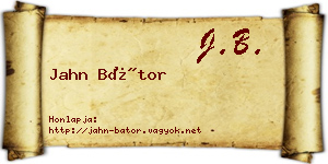 Jahn Bátor névjegykártya